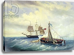 Постер Блинов Леонид Battle between the Russian ship Opyt and a British frigate, off the coast of Nargen Island, 11th June 1808, 1889