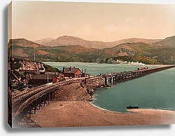 Постер Великобритания. Гора Кадер Идрис и мост в Бармуте
