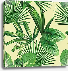 Постер Тропические пальмовые листья на желтом фоне