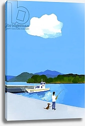 Постер Хируёки Исутзу (совр) Fishing at the harbor.