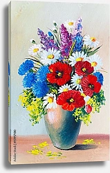 Постер Букет из красочных полевых цветов в вазе