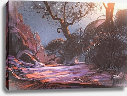 Постер Красивый зимний лес на закате