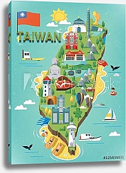 Постер Туристическая карта Тайваня