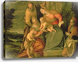Постер Веронезе Паоло The Holy Family with St. Elizabeth and John the Baptist