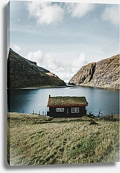 Постер Рыбацкий домик на берегу, Саксун, Фарерские острова