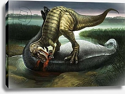 Постер Школа: Английская 20в. Allosaurus eating an Apatosaurus