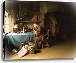 Постер Доу Герард An Old Man Lighting his Pipe in a Study