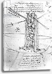 Постер Леонардо да Винчи (Leonardo da Vinci) Vertically standing bird's-winged flying machine, fol. 80r from Paris Manuscript B, 1488-90