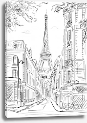 Постер Париж в Ч/Б рисунках #30