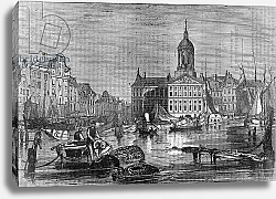 Постер Неизвестен View of the city of Amsterdam and the old Town Hall in the 19th century.