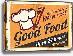 Постер Хорошая еда, ретро-вывеска для ресторана