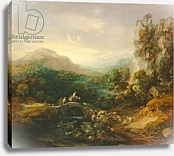 Постер Гейнсборо Томас Mountain landscape with bridge, c.1783-1784