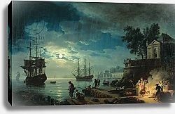 Постер Верне Клод Night: A Port in the Moonlight, 1748