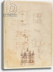 Постер Микеланджело (Michelangelo Buonarroti) Studies for architectural composition in the form of a triumphal arch, c.1516