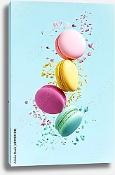 Постер Цветное летающее печенье макарон