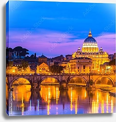 Постер Италия. Рим. Яркие краски над Тибром. Базилика Святого Петра