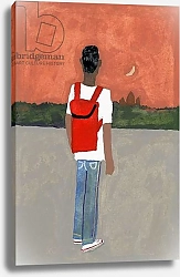 Постер Хируёки Исутзу (совр) A traveler carrying a red backpack,2016,