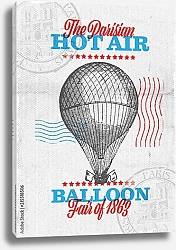 Постер Винтажный плакат с воздушным шаром
