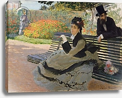 Постер Моне Клод (Claude Monet) Camille Monet on a Garden Bench, 1873