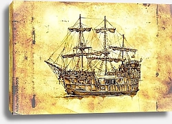 Постер Античный корабль, рисунок ручной работы