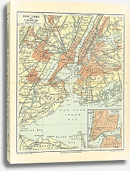 Постер Карта Нью-Йорка и его окрестностей, конец 19 в.