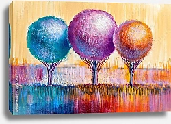 Постер Три разноцветных круглых дерева