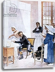 Постер Теобальд Чартран Рене Лаэннек - изобретатель стетоскопа слушает грудь больного, 1816 год.