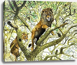 Постер Школа: Английская 20в. Lion and Lioness in a Tree