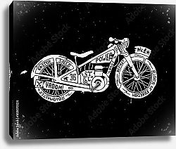 Постер Силуэт старинного мотоцикла, заполненный текстом