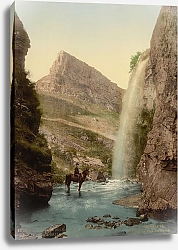 Постер Россия. Кисловодск, каскад водопада в Ореховой балке