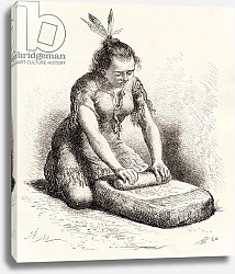 Постер Школа: Испанская 19в. A native Guayan woman crushing grain