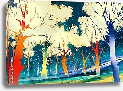 Постер Разноцветный лес