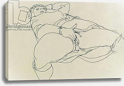 Постер Шиле Эгон (Egon Schiele) Masturbating woman with legs spread, 1913