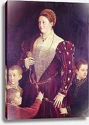 Постер Пармиджанино Camilla Gonzaga, Contessa di San Secondo, with three sons, c.1534