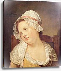 Постер Грёз Жан-Батист Young Girl in a White Bonnet