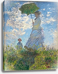Постер Моне Клод (Claude Monet) Woman with a Parasol - Madame Monet and Her Son, 1875