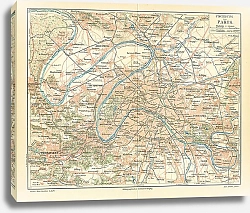 Постер Карта окрестностей Парижа, конец 19 в. 1