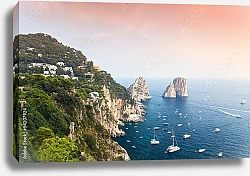 Постер Италия, Капри. Средиземноморский прибрежный ландшафт