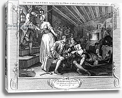 Постер Хогарт Уильям The Idle 'Prentice Betrayed by a Prostitute, plate IX of 'Industry and Idleness', 1747