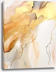 Постер Abstract biege with gold ink art 1