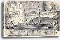 Постер Prince Napoleon's yacht moored along the Seine in Paris. Original, from drawing of Lebreton, publish