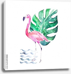 Постер Фламинго и тропический листок
