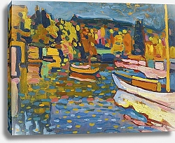 Постер Кандинский Василий Осенний пейзаж с лодками, 1908 год