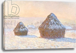 Постер Моне Клод (Claude Monet) Wheatstaks, snow Effect, Morning, 1891