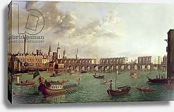 Постер Школа: Английская 18в. View of Old London Bridge