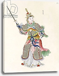 Постер Школа: Китайская 19в. A figure brandishing swords, c.1800
