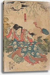 Постер Куниеси Утагава Female Figure Tossing a Purse