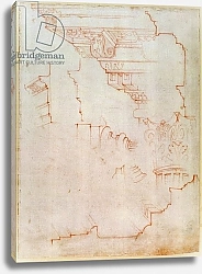 Постер Микеланджело (Michelangelo Buonarroti) Inv. 1859 6-25-560/2. R. Drawing of architectural details