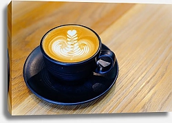 Постер Ароматный кофе в синей чашке