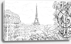 Постер Париж в Ч/Б рисунках #9
